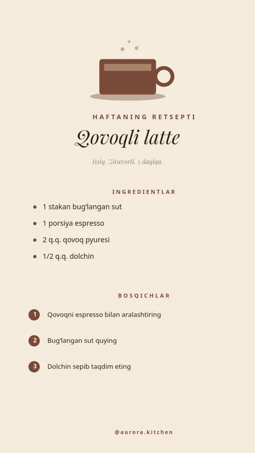 RETSEPT — Qovoqli Latte