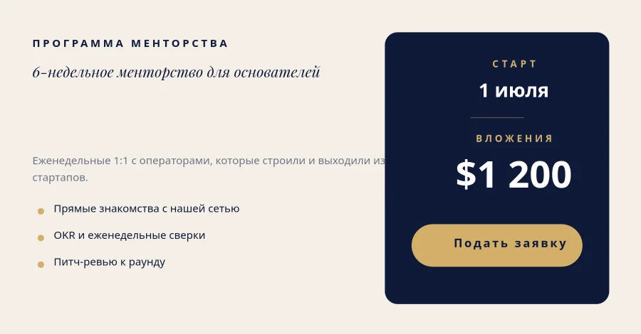 МЕНТОРСТВО — Программа для Основателей