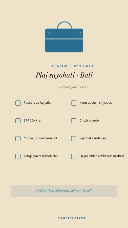 SAYOHAT — Yig‘im Ro‘yxati