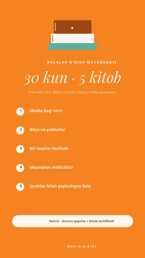 BOLALAR O‘QISHI — 30 Kun 5 Kitob