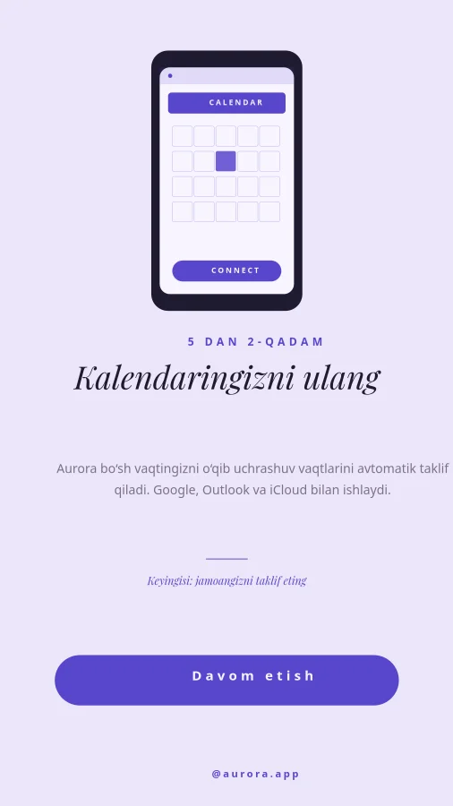 ONBOARDING — 2-qadam Kalendar