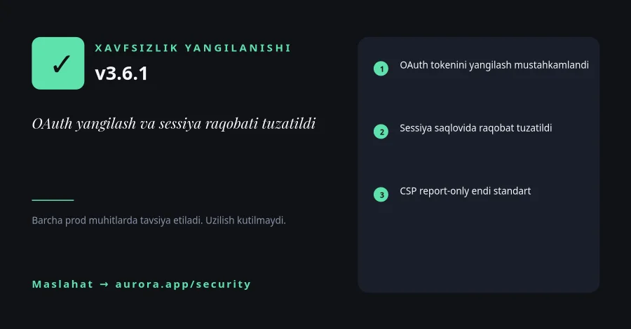 XAVFSIZLIK YANGILANISHI — Bildirishnoma