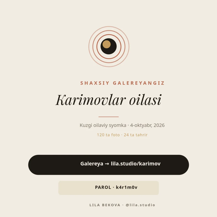 FOTOGRAF — Shaxsiy Galereya Muqovasi