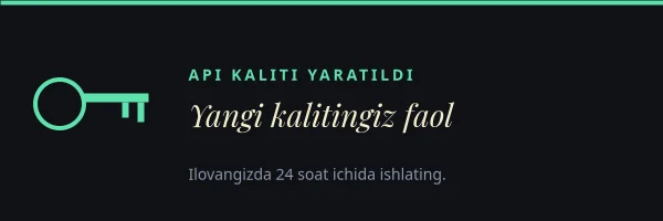 API KALITI YARATILDI — Email Header