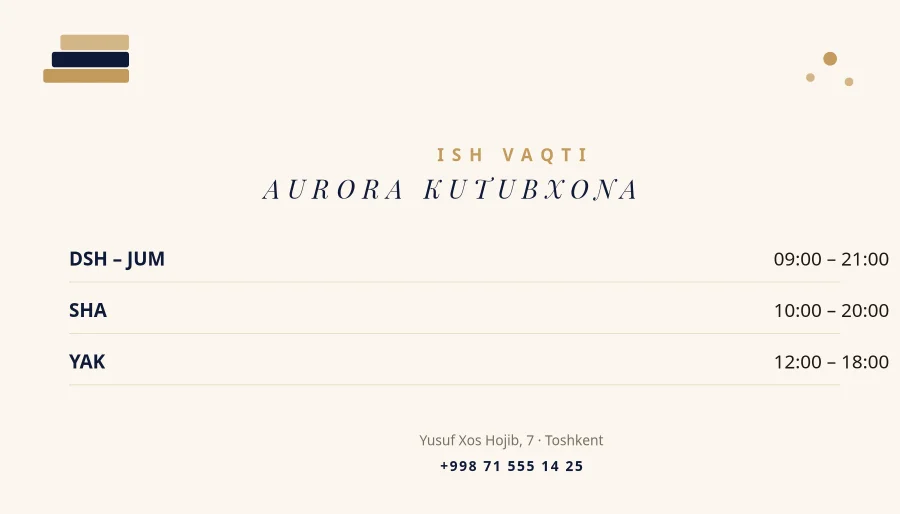 KUTUBXONA — Ish Vaqti
