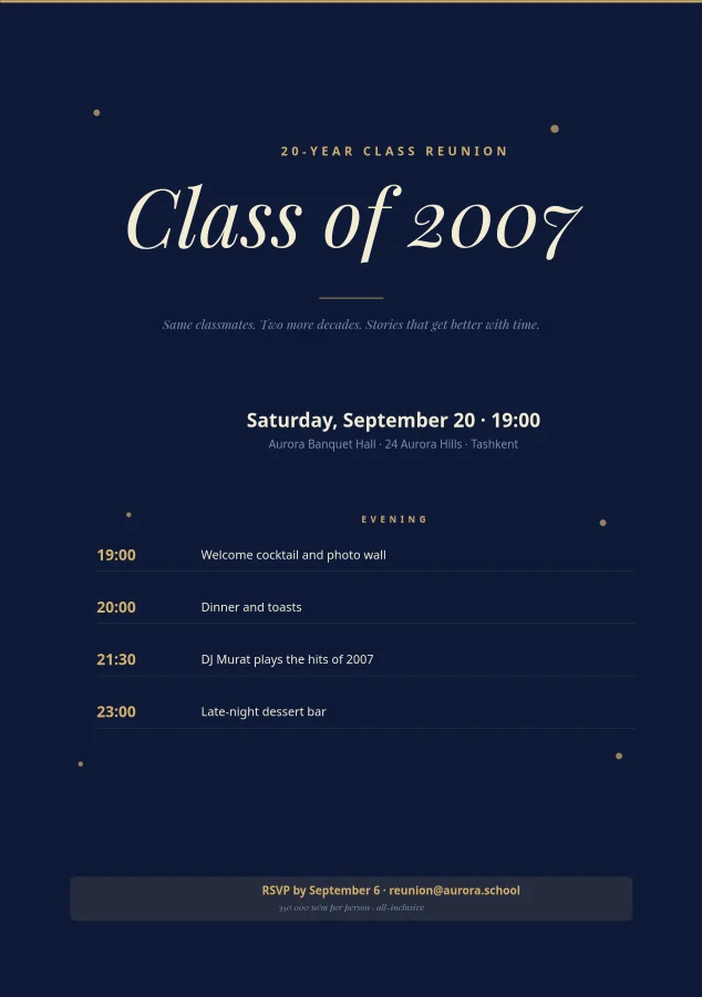 CLASS REUNION — 20 Years