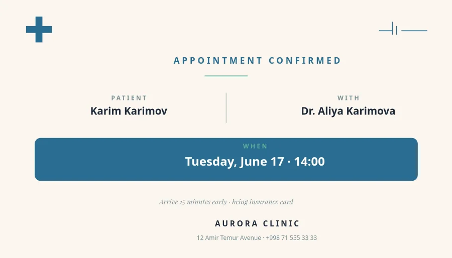 HEALTHCARE — Appointment Slip