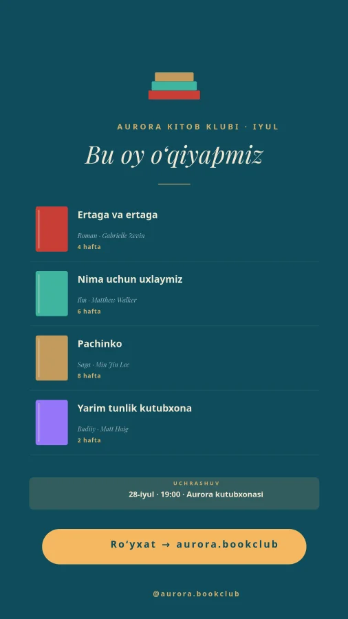 KITOB KLUBI — Oylik Tanlovlar