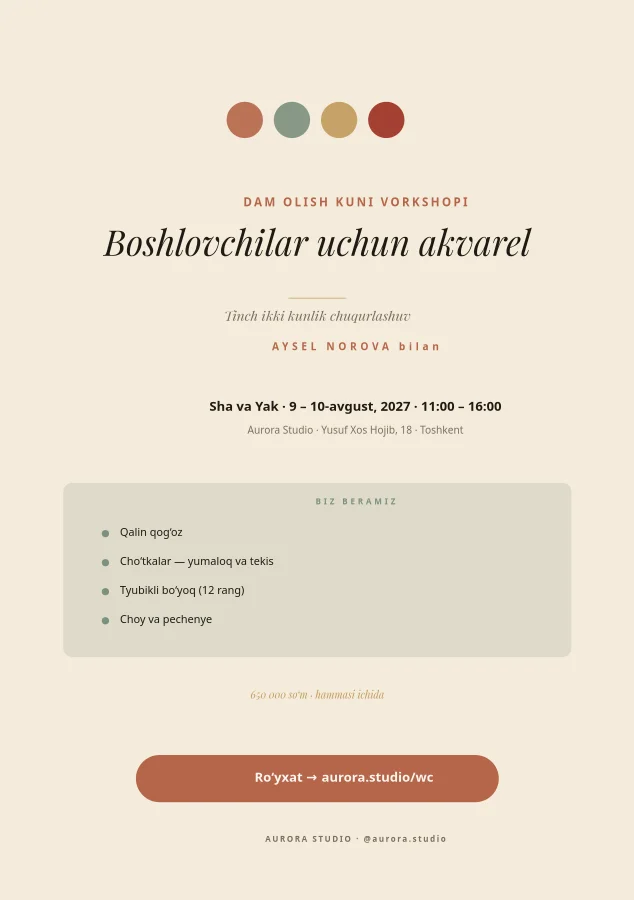 VORKSHOP — Akvarel Dam Olish Kuni
