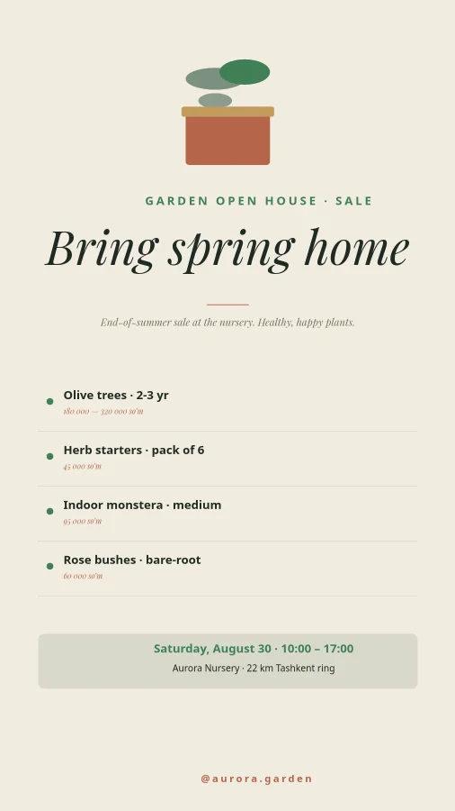 GARDEN OPEN HOUSE — Plant Sale