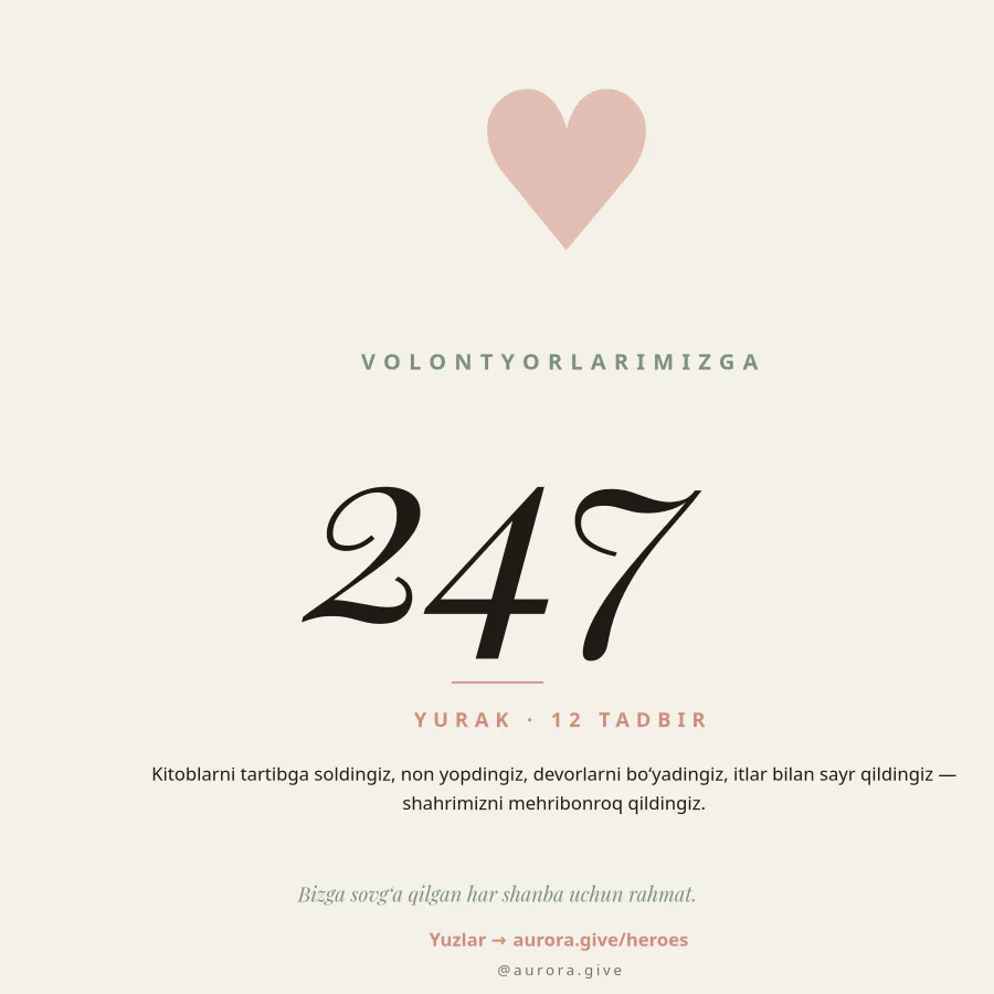 VOLONTYORLARGA RAHMAT — 247 Yurak