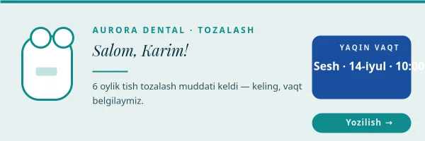 TISH TOZALASH — Eslatma Header