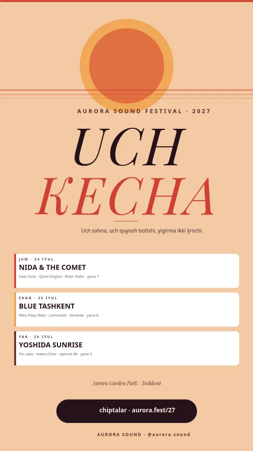 MUSIQA FESTIVALI — 3 Kun Ro‘yxati