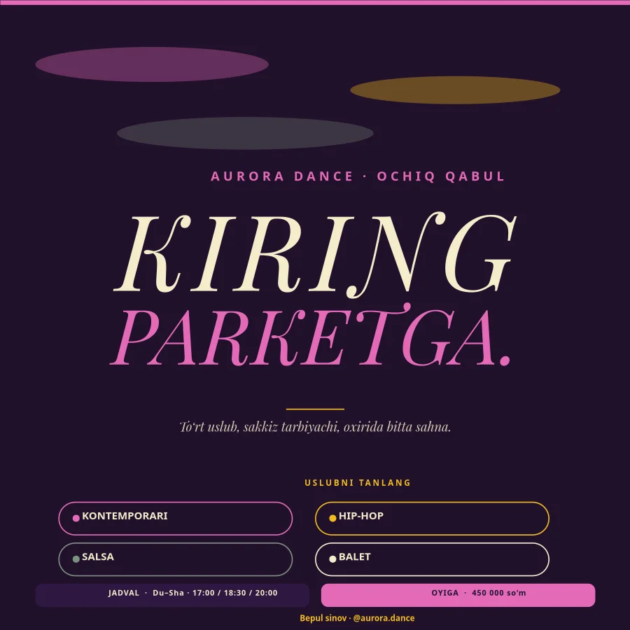RAQS DARSI — Ochiq Qabul