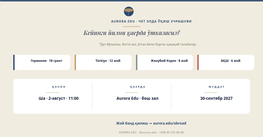 ЧЕТ ЭЛДА ЎҚИШ — Инфо Учрашув
