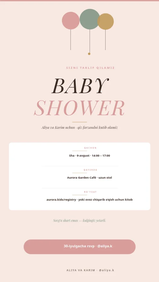 BABY SHOWER — Mehribon Taklif