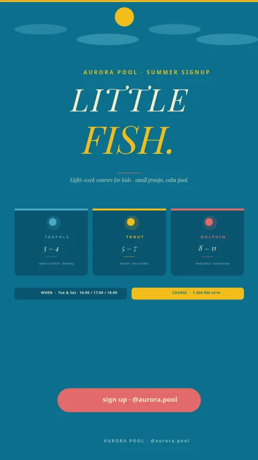 SWIM LESSONS — Kids Signup