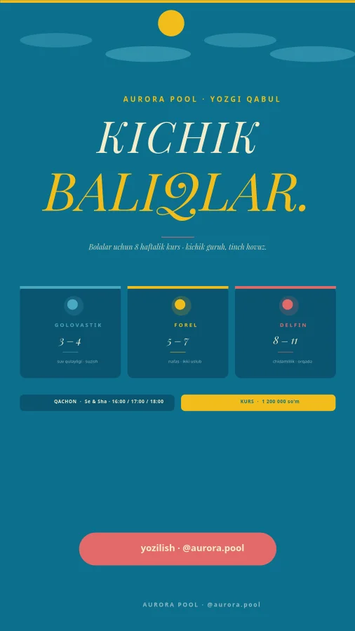 SUZISH DARSLARI — Bolalar Qabuli
