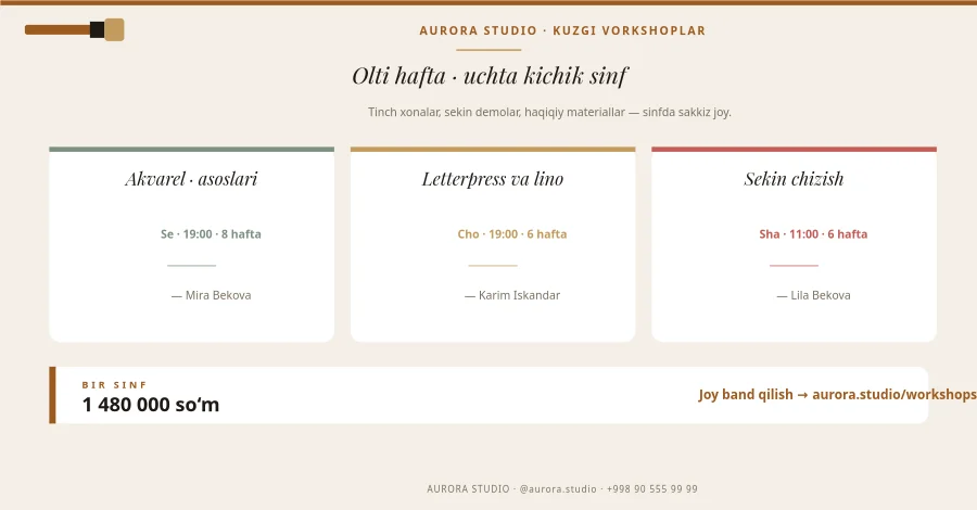 BADIIY VORKSHOP — Olti Haftalik Qabul
