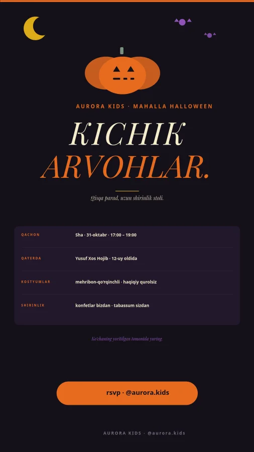 BOLALAR HALLOWEEN — Parad va Shirinlik