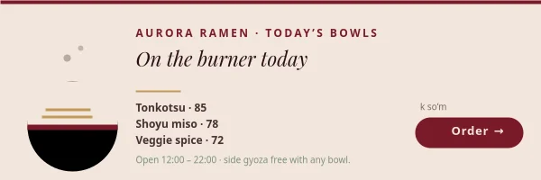 RAMEN BAR — Daily Menu Header