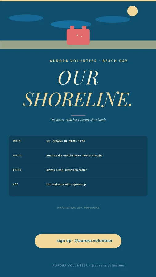 BEACH CLEANUP — Volunteer Day
