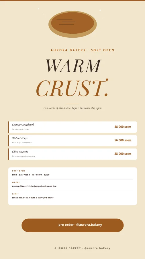 SOURDOUGH BAKERY — Soft Open