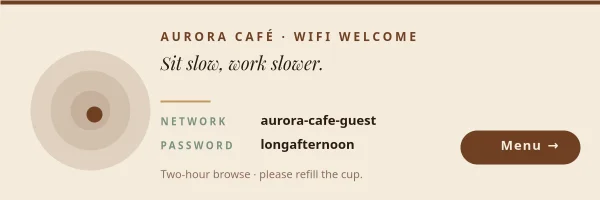 CAFÉ WIFI — Friendly Sign Header