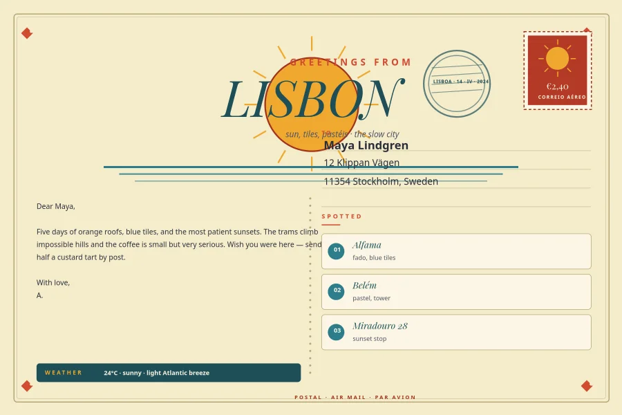 POSTCARD — Greetings from Lisbon