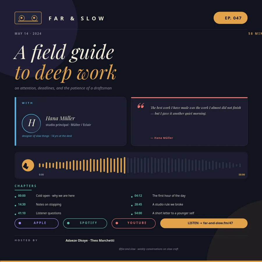 PODCAST EPISODE — Far & Slow #47