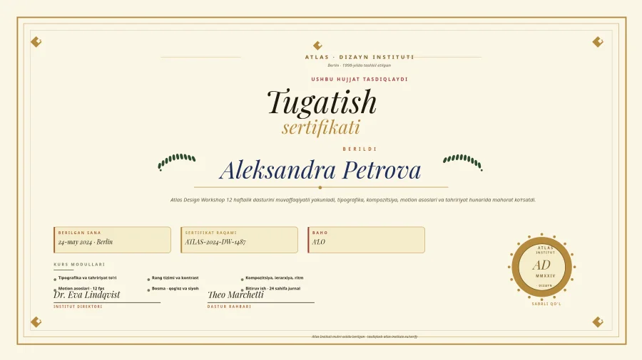SERTIFIKAT — Atlas Design Workshop