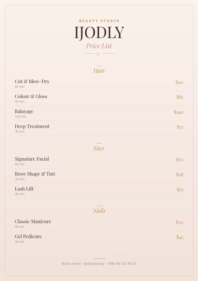 Price List