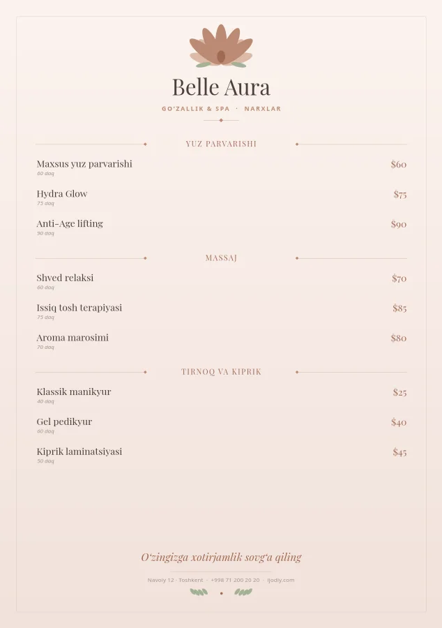 Spa Price List