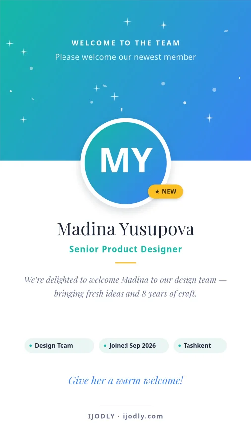 Welcome New Team Member