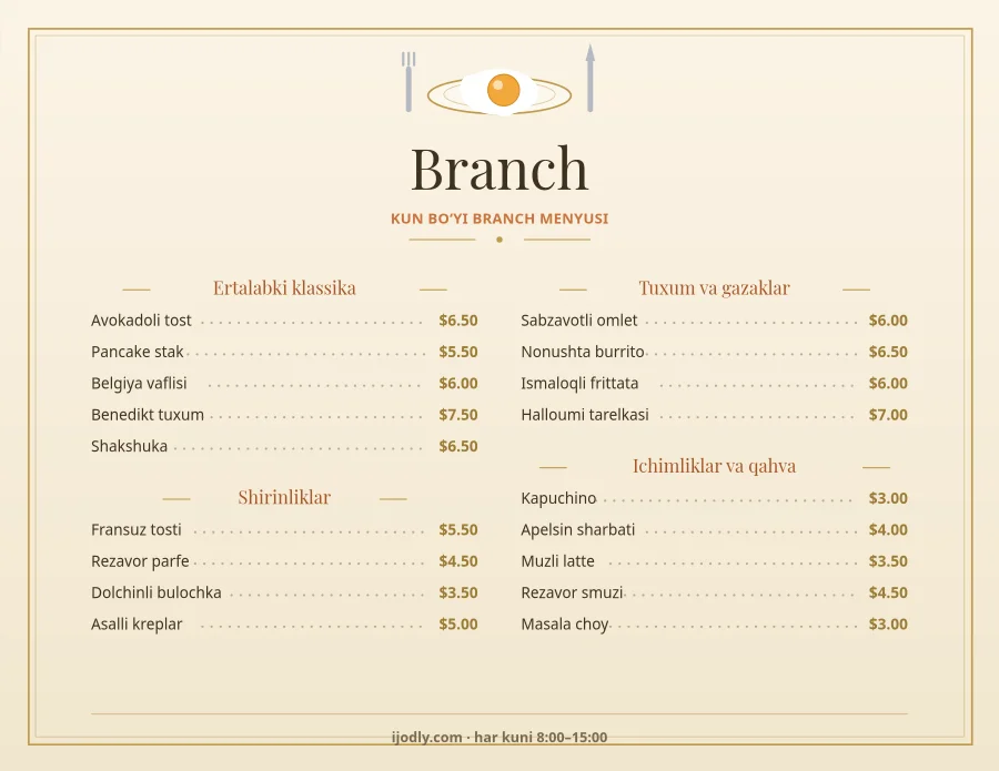Brunch Menu