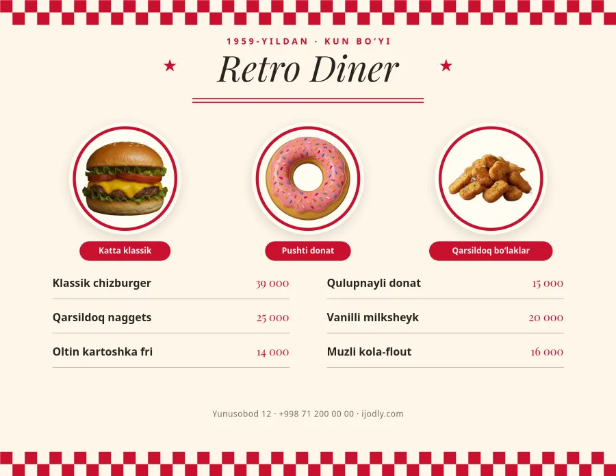 Retro Diner Menu